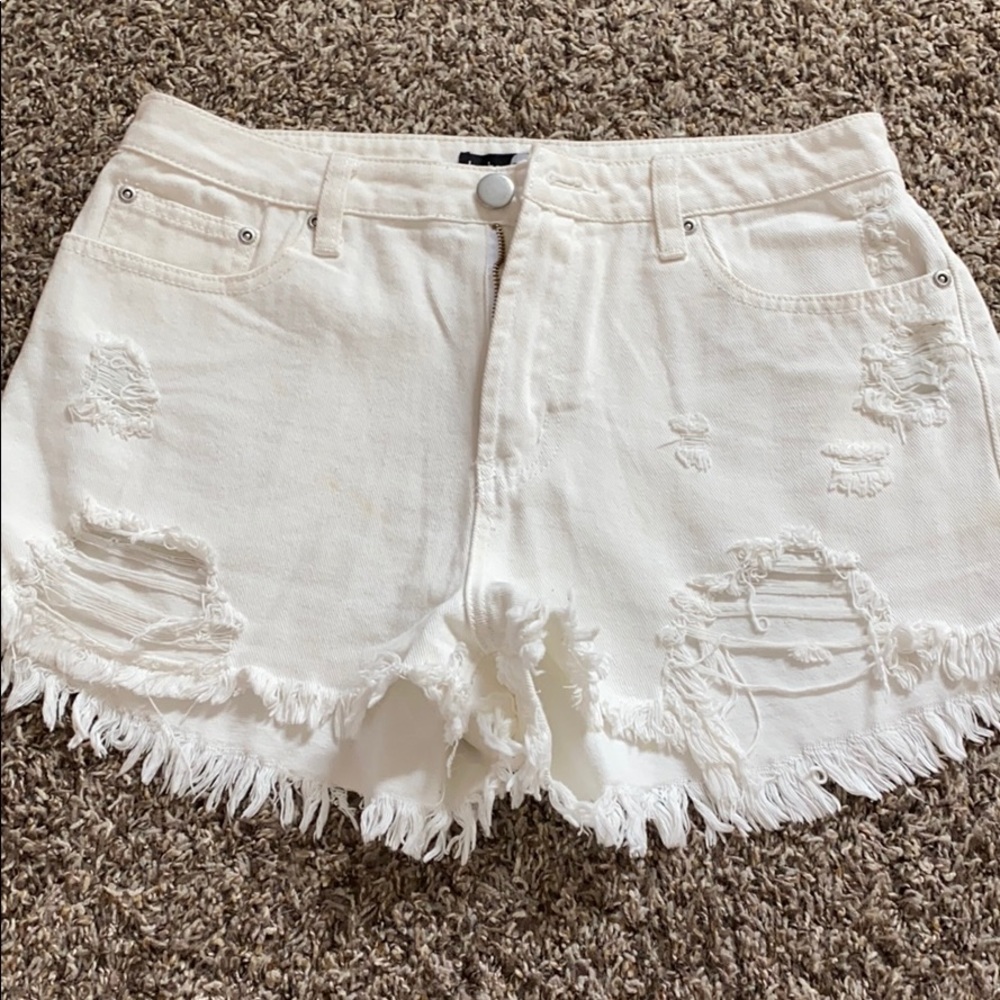 White Jean shorts